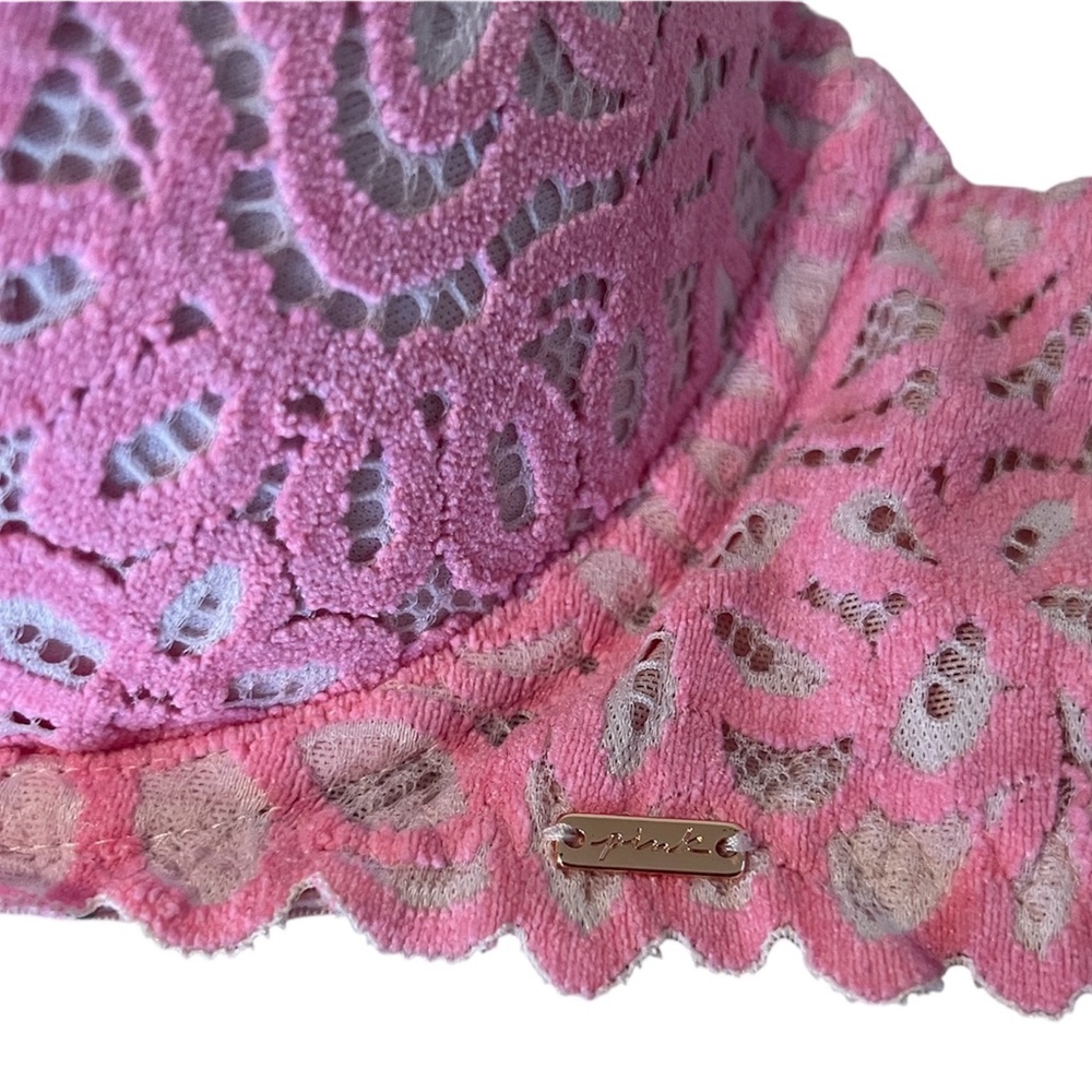 Rare Circa 2015 Victoria’s Secret Pink Neon Lace Floral Date Push-up Bra 34B - Picture 3 of 7